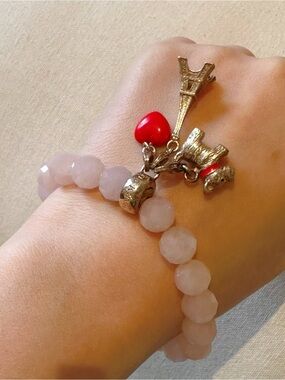 Thomas Sabo Pink Beads Bracelet with Heart Dog Eiffel Towel Charms